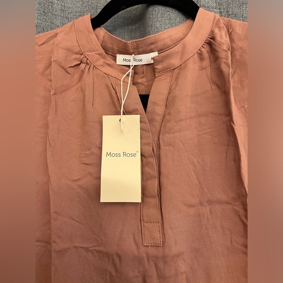 Moss Rose Women's Summer Button Down V Neck Casual Loose Flowy Tunic Dress - Picture 8 of 9